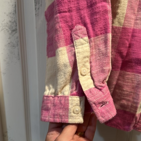 American Eagle Pink Plaid Oversized Flannel Shirt Shacket M - Picture 5 of 6